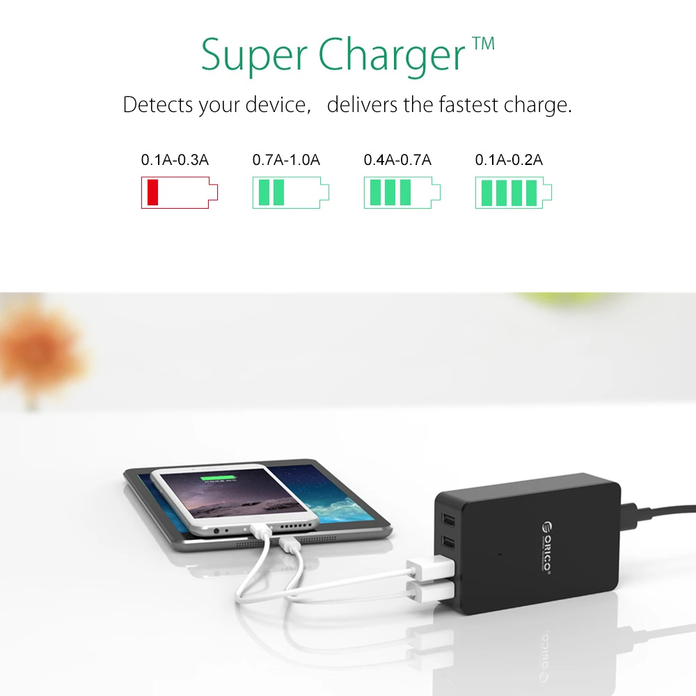 ORICO USB зарядное устройство 4/5/6 порт 5V2.4A настольное для планшета телефона