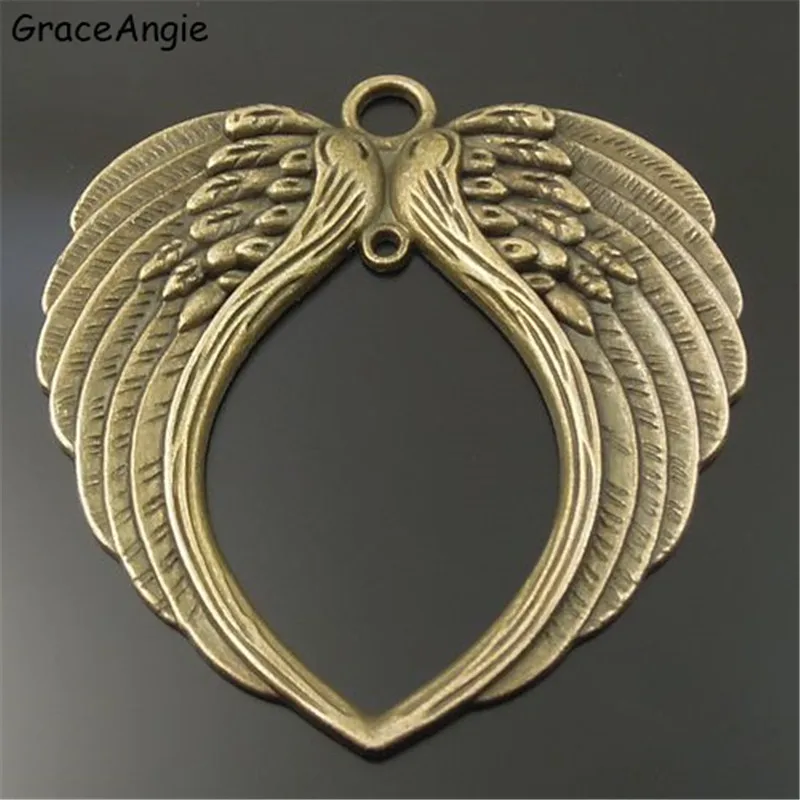 GraceAngie 3 шт. ангельские крылья стильный браслет ожерелье Подвеска Античная бронза