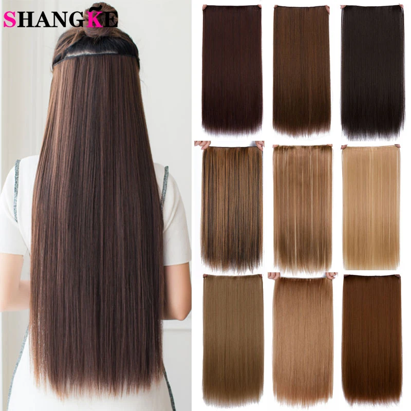 SHANGKE Synthetic 5 clips/piece Natural Silky straight Hair Extention 24