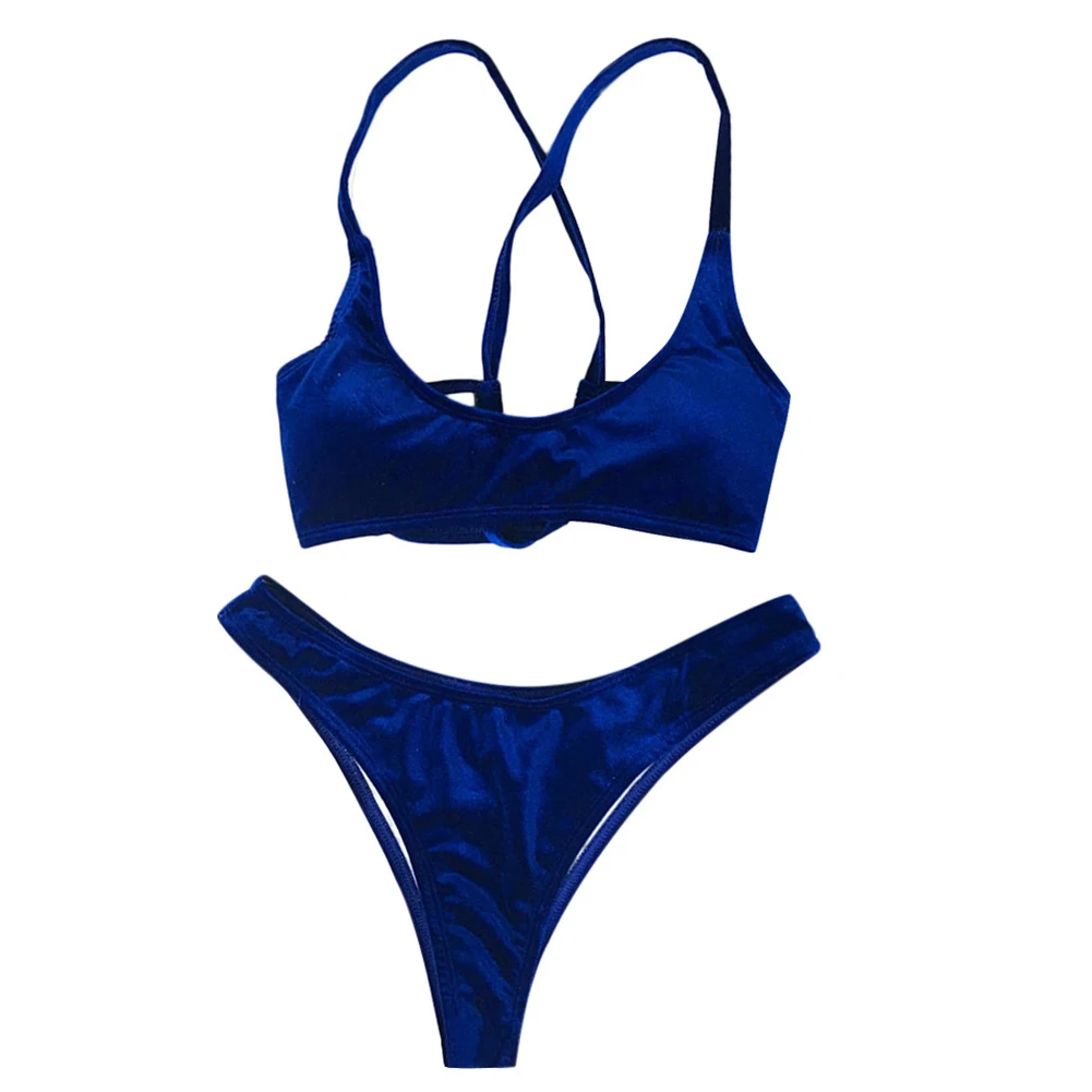 Женские Соблазнительные золотые бархатные стринги 2018 бикини синий коричневый