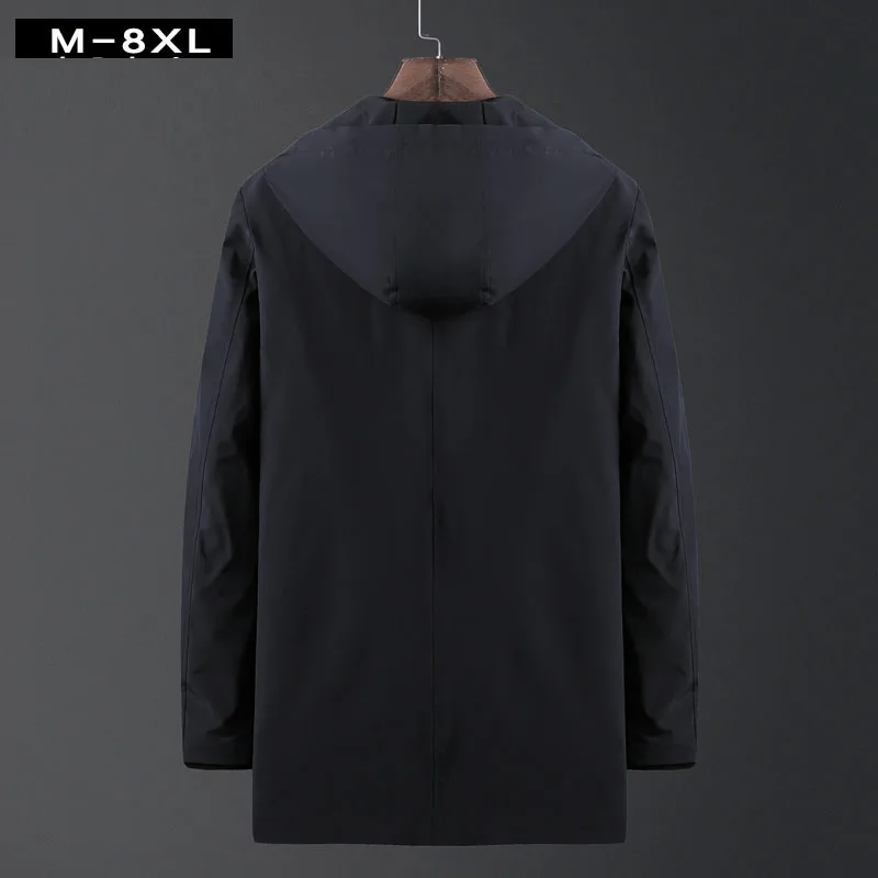 Большие размеры 4XL 5XL 6XL 7XL 8XL Мужская модная куртка с капюшоном и воротником