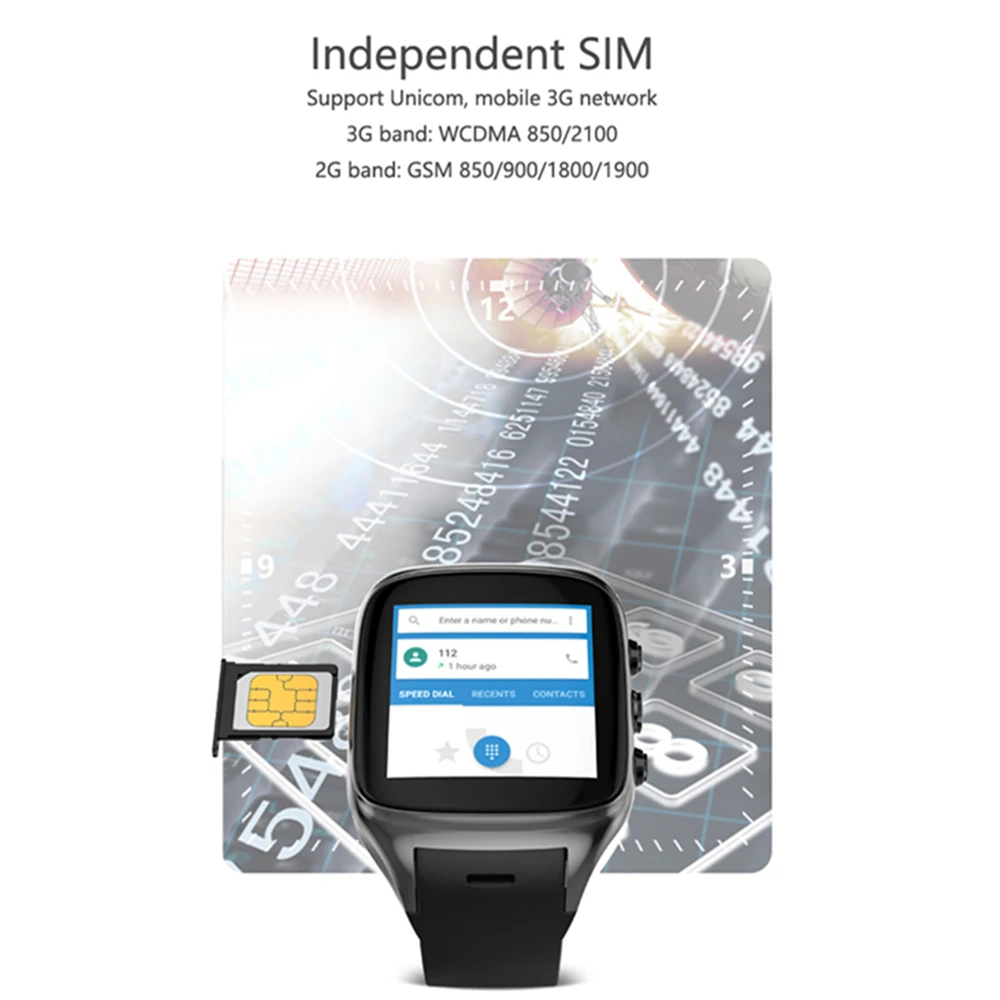 DM98 Смарт часы Bluetooth4.0 600 мАч Батарея MTK6580 ROM8G + RAM512MB 1 54 экран Android5.1 поддержка 3G gps