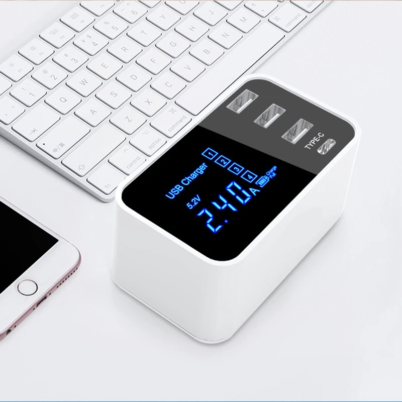 Быстрая зарядка 2,0 Smart type C USB зарядное устройство концентратор настенное зарядное устройство светодиодный дисплей Быстрая зарядка для мобильных телефонов для Iphone samsung USB адаптер