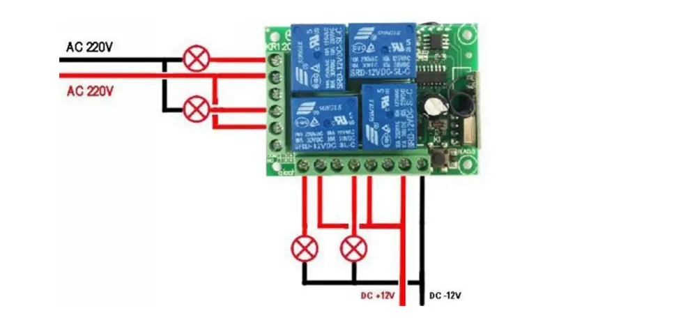 Vhome RF 433 МГц Универсальный Беспроводной дистанционного Управление выключатель AC 85V~ 250V 220V 4-канальный Релейный ресивер смарт-Управление