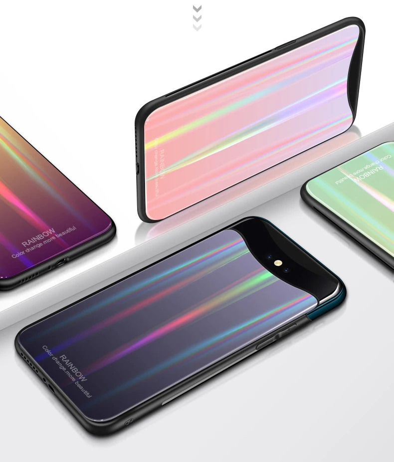 Find X Laser Shine чехол из закаленного стекла для OPPO Case 6 42 ''роскошный градиентный