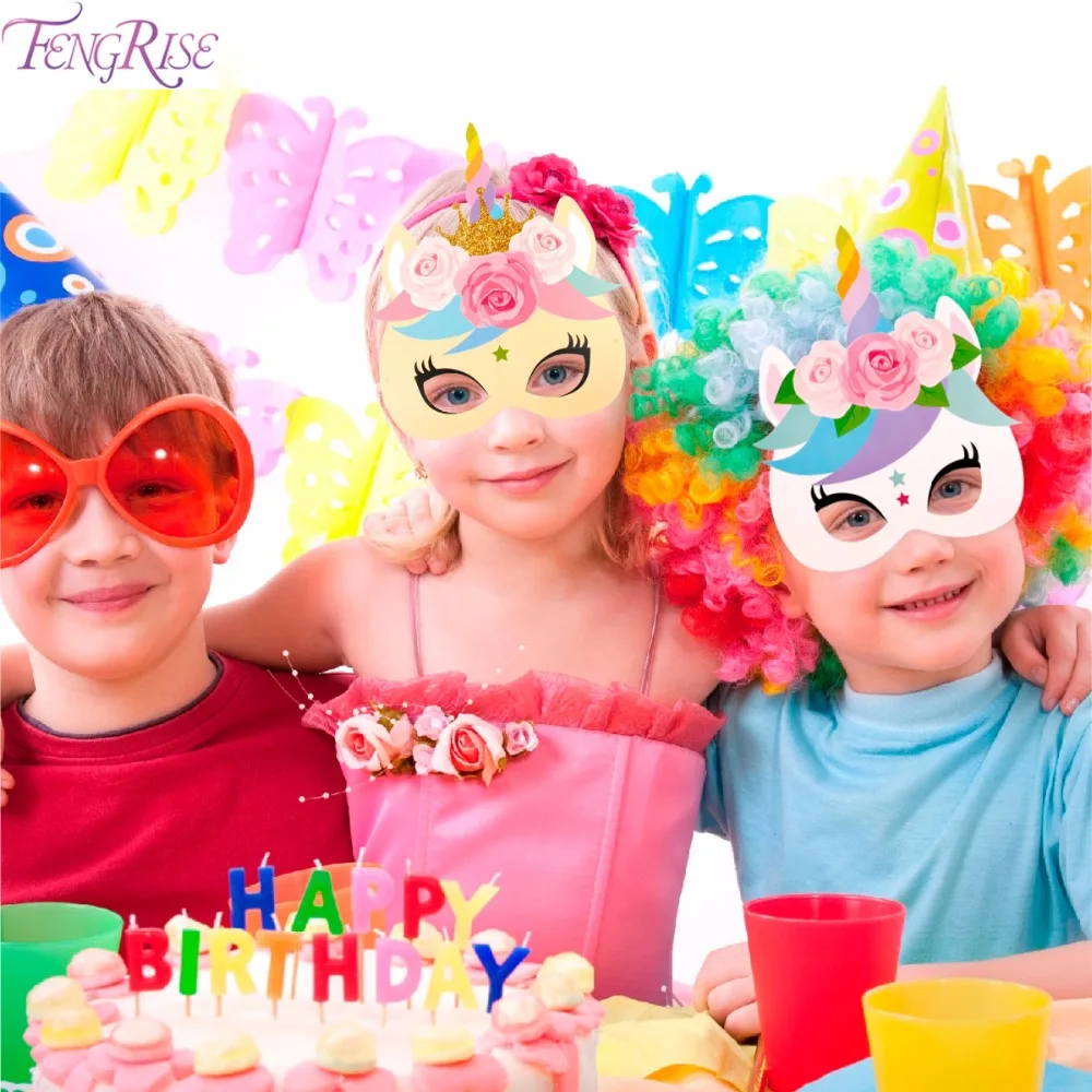 FENGRISE 12 шт. Единорог Маска для тематической вечеринки выбор детского праздника
