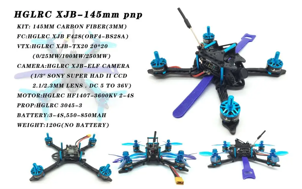 HGLRC XJB-145 145 мм Полетный контроллер омнибус F4 28A 2-4S Blheli_S 25/100/200/350 мВт Регулируемый VTX