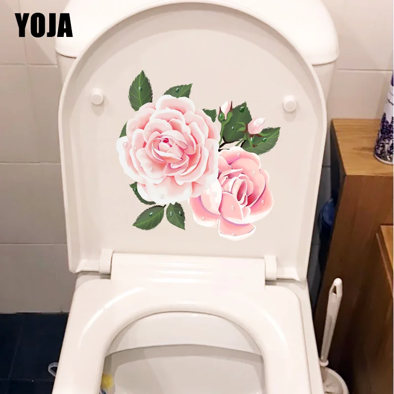 YOJA 22.1X22.4CM Two Delicate Pink Roses Home Bedroom Wall Stickers Mural Fashion Cartoon Toilet Decal T1-1940 | Дом и сад