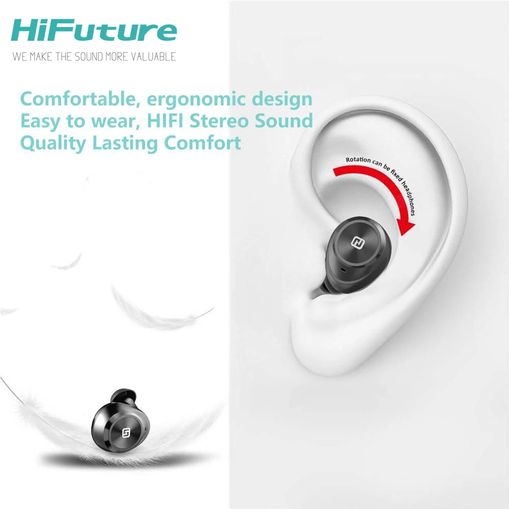 Hifuture Tidybuds TWS Bluetooth V5.0 наушники 3D стерео Спортивные Беспроводные с двойным