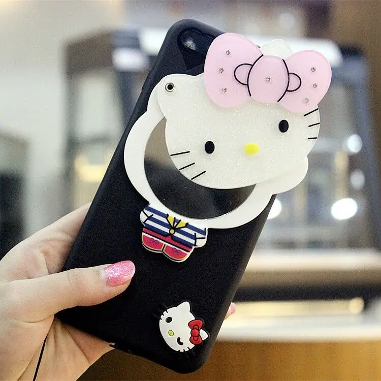 3D Flowers Cartoon Cat Makeup Mirror Mobile Shell Gift Send Phone with Pin Pack for iPhone 6 6s 7 8 Plus X XS Max Xr |