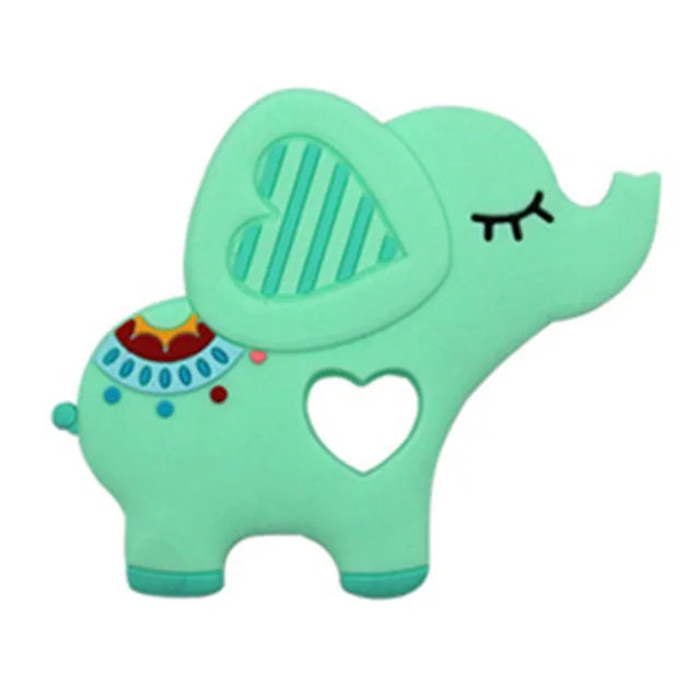 Elephant-2 Без БФА, силиконовый Прорезыватель для зубов безопасно перчатка для младенца прорезыватель Игрушка Дети милые животные динозавров, изготовленное вручную кольцо Силиконовый грызунок жевательные подвески - Цвет: Elephant-2