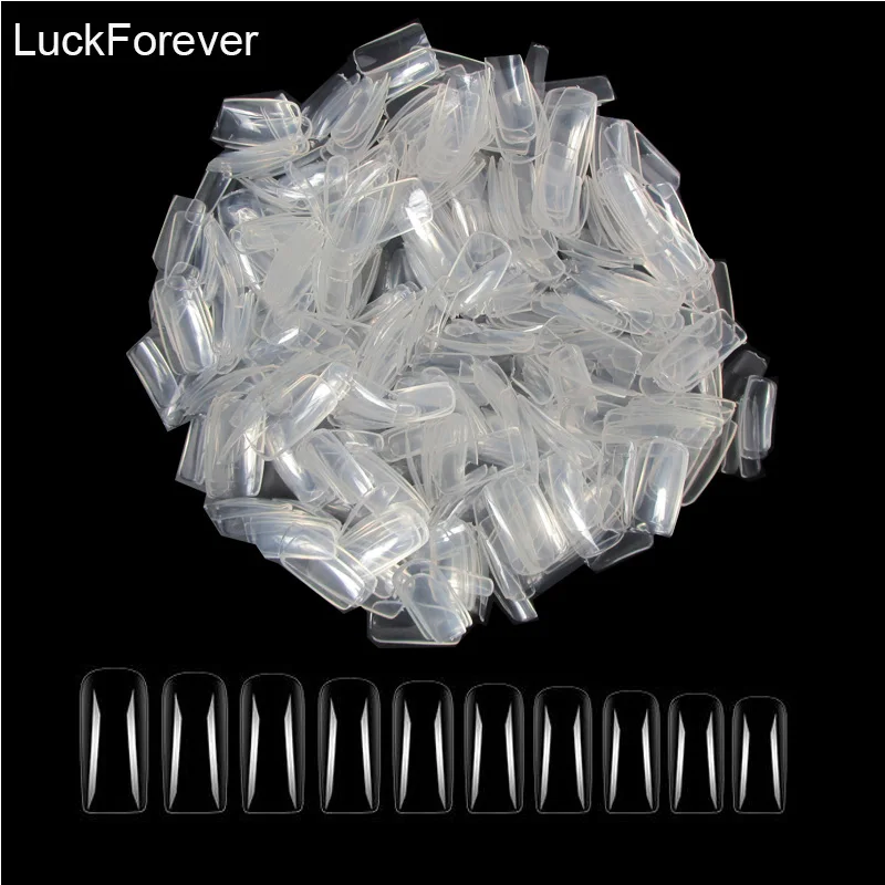 500 шт./упак. прозрачные французские накладные ногти акриловые художественные