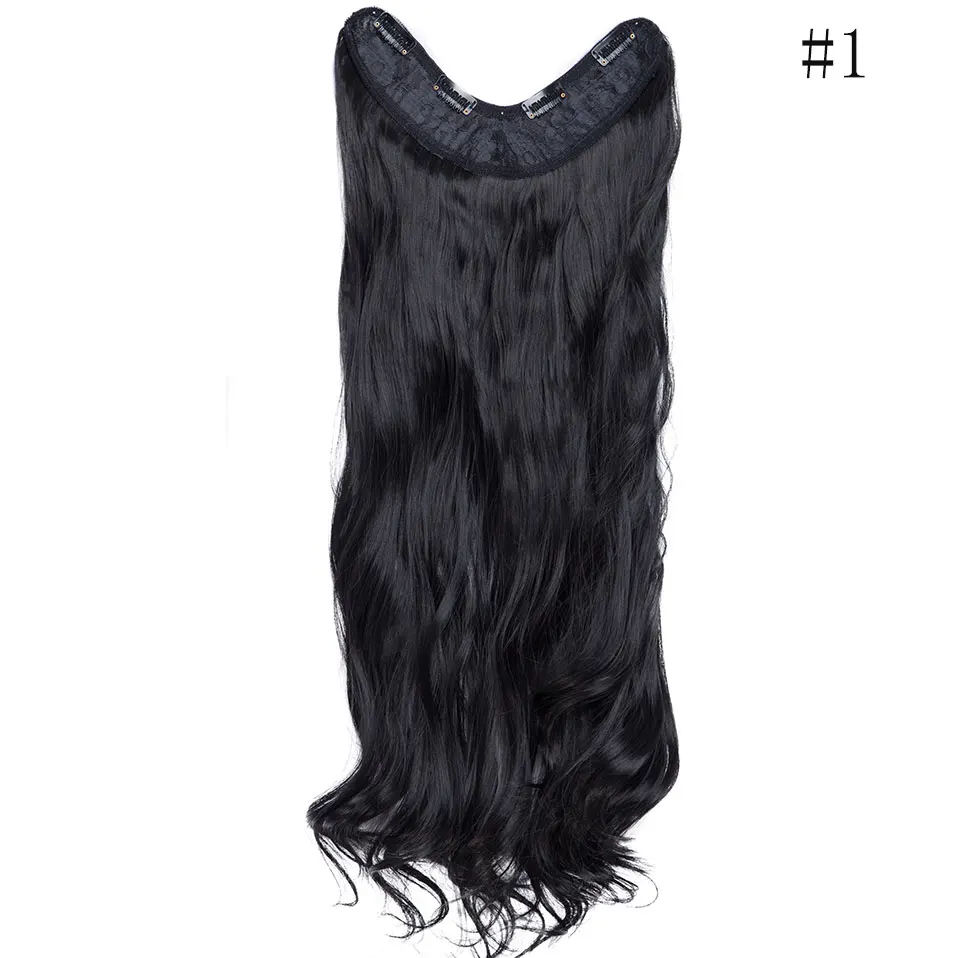 dark black SNOILITE, 24 дюйма, 4 зажима, одна часть, волнистые волосы, удлинение, синтетические клипсы, ins, коричневые, черные, шиньоны для женщин - Цвет: dark black