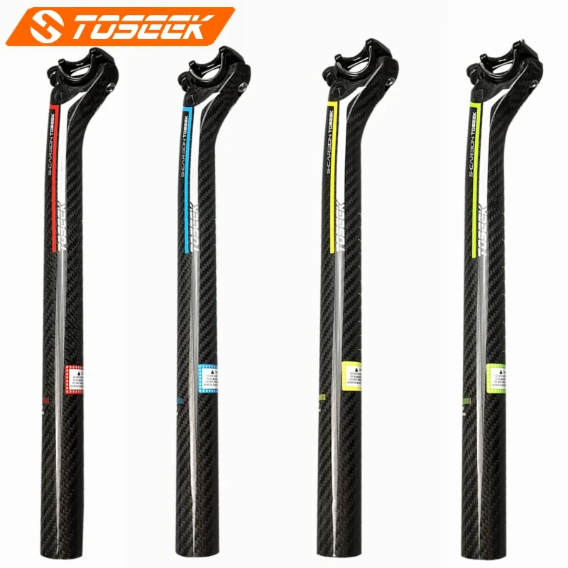 

TOSEEK Bicycle Seatpost Carbon Fibre MTB Road Bike Seat Post 27.2/30.8/31.6*350/400mm Cycling Seat Tube Parts 220g