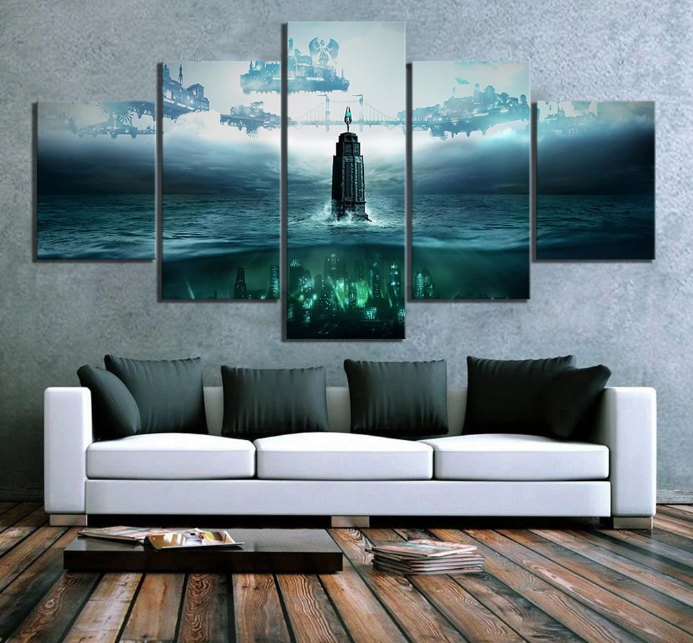 5 шт. HD Fantasy Art стимпанк стиль фотографии BioShock коллекция видео игры плакат холст картины для декора стен