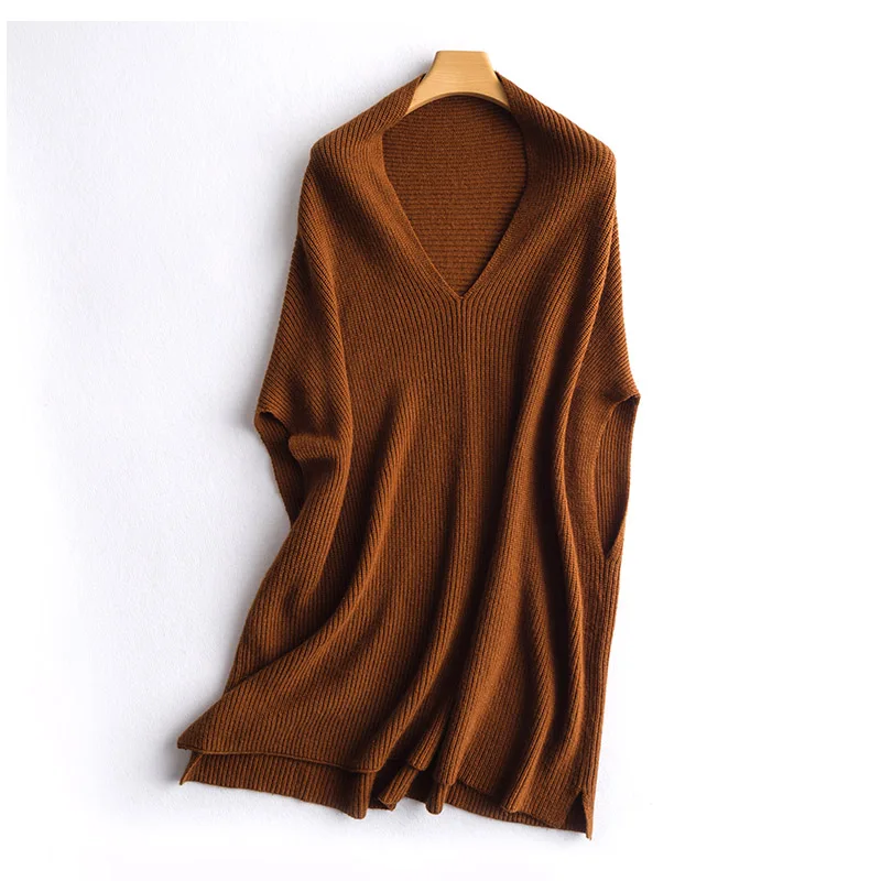 Caramel Женский свободный шерстяной жилет с v-образным вырезом Brioche, толстый свитер, Женский пуловер без рукавов, Зимняя Повседневная вязаная одежда - Цвет: Caramel