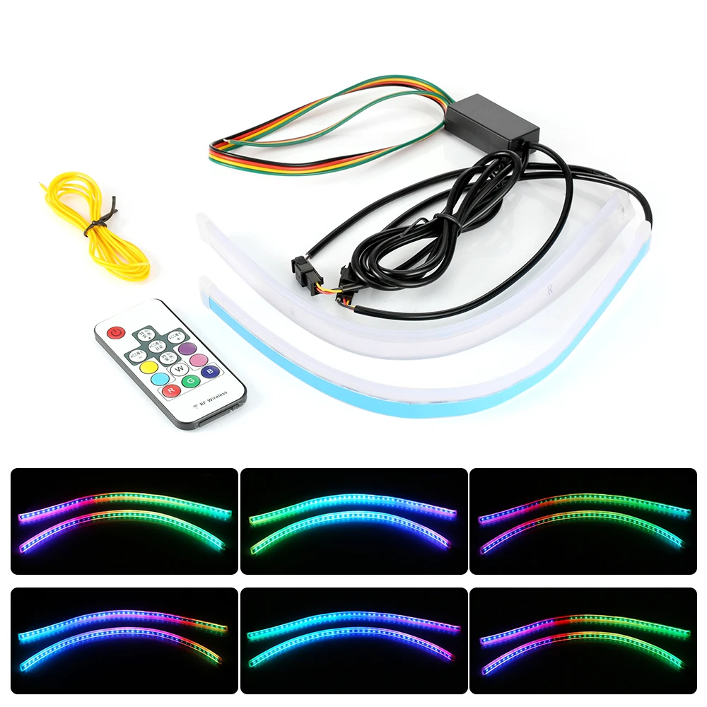 2 шт. 30 см x 45 60 RGB DRL тонкий Янтарный последовательного гибкий светодиодный дневные