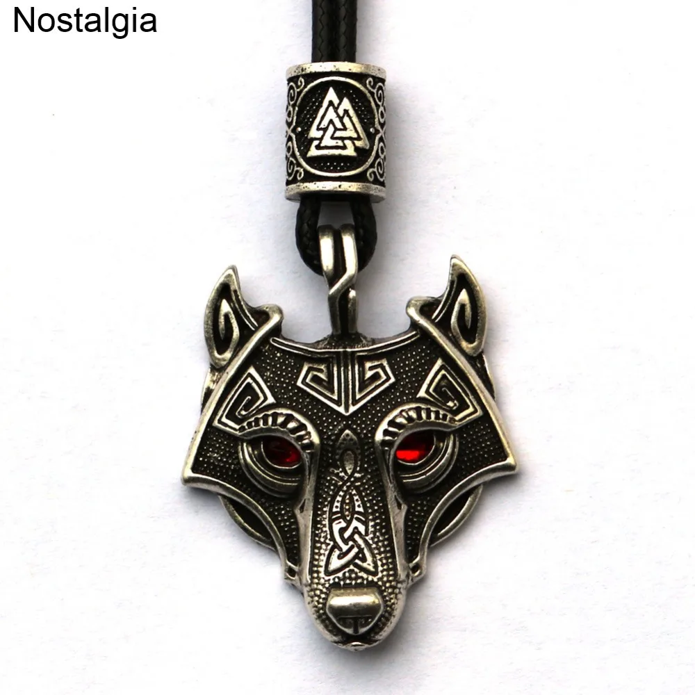 Красные, черные глаза, волчий амулет, один, Vegvisir, Валькнут, троица, руны, бусина, Викинг, мужское языческое ожерелье, талисман, женские аксессуары