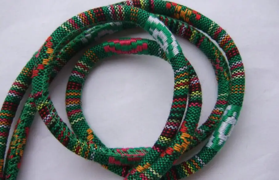 Free shipping 100meters  6mm Stitched Tribal / Ethnic Fabric Cord Embroidered Textile Cotton Cords