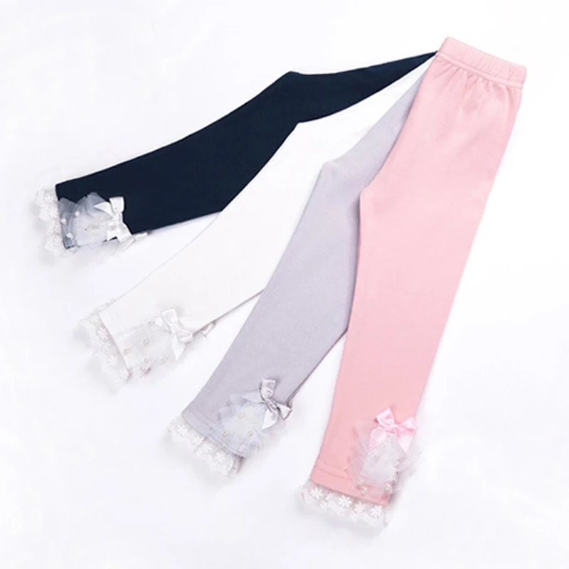 Весенняя одежда детские леггинсы школьные штаны кружевные для девочек От 2 до 7