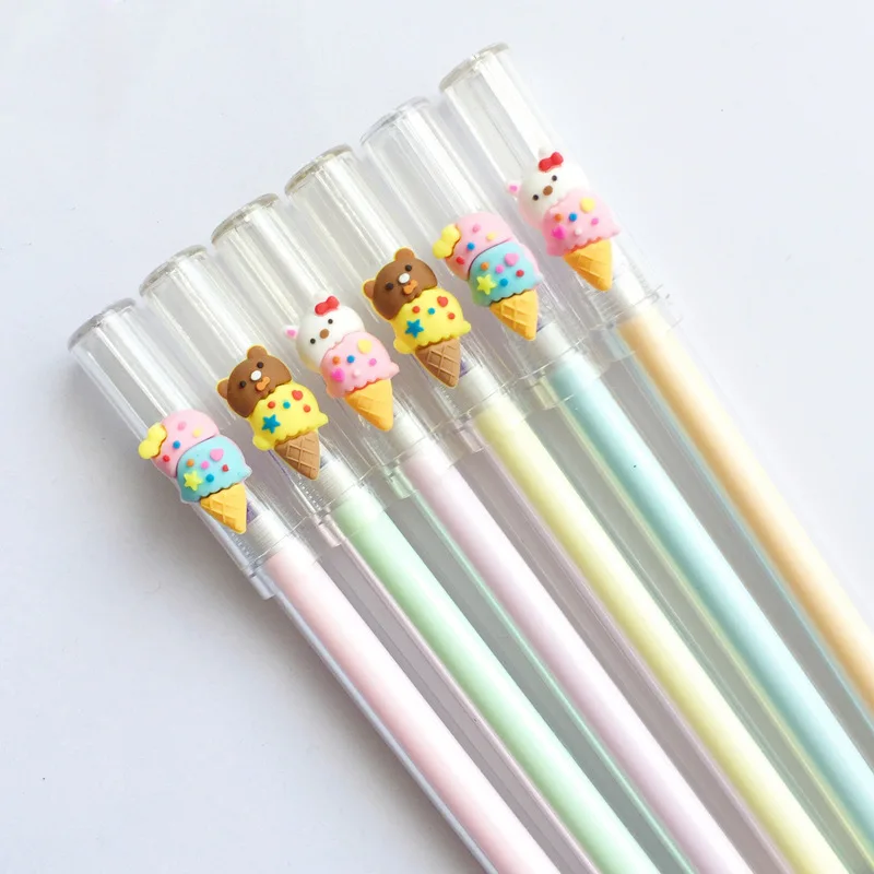 60pcs kawaii gel ink erasable pen cute bear ice cream pens for school students office supplies stationery | Канцтовары для офиса и