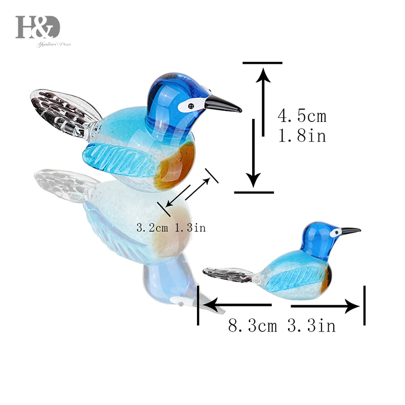 H&D 9 Styles Glass Blown Paperweight Bird Craft Unique Handmade Fancy Collectibles Gifts for Wedding Office Decor
