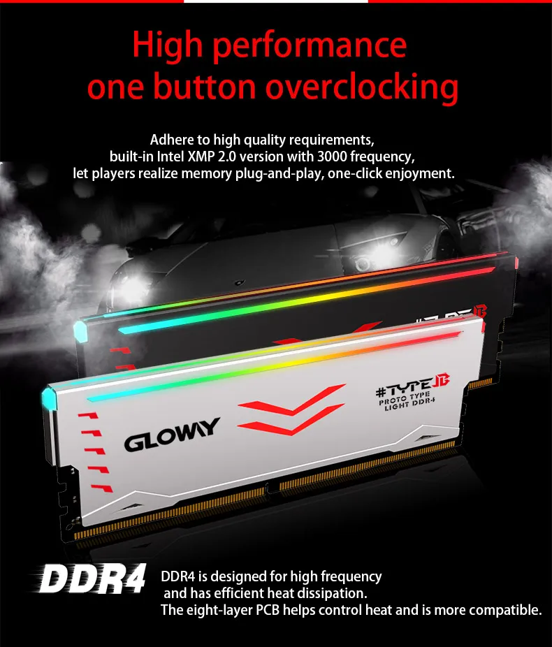 Оперативная память Gloway типа B, DDR4, 8 Гб* 2, 16 ГБ, 3000 МГц, 3200 МГц, RGB, для игр, настольных компьютеров, dimm, с высокопроизводительной памятью