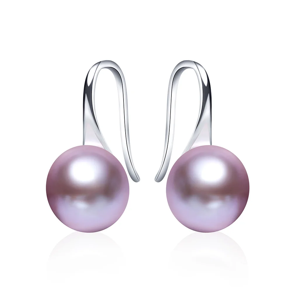 Purple Pearl 925 Висячие серьги из серебра 925 пробы для женщин, элегантные серьги с натуральным жемчугом, гипоаллергенные вечерние ювелирные изделия, низкая цена - Окраска металла: Purple Pearl