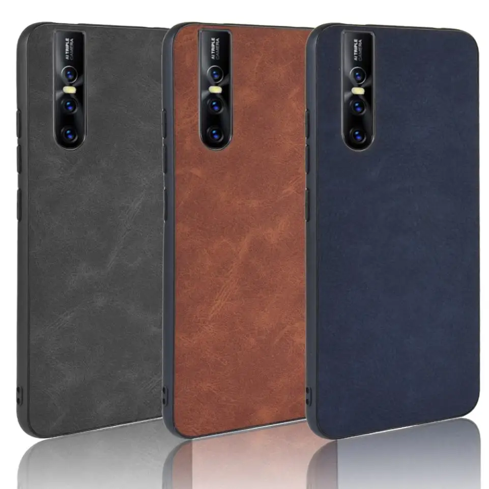 For vivo V15 Pro Case Fashion Splice Double Color Hybrid PC TPU PU Leather Phone Slim Back Cover Soft Edge Hard Shell |