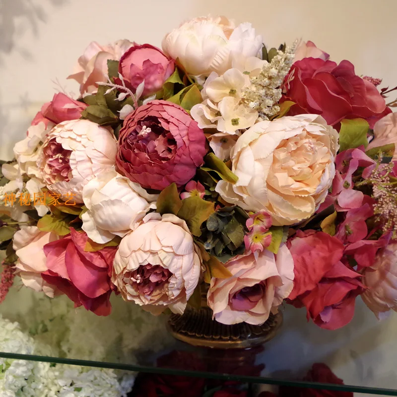 Высококачественные искусственные шелковые цветы в европейском стиле 1 букет