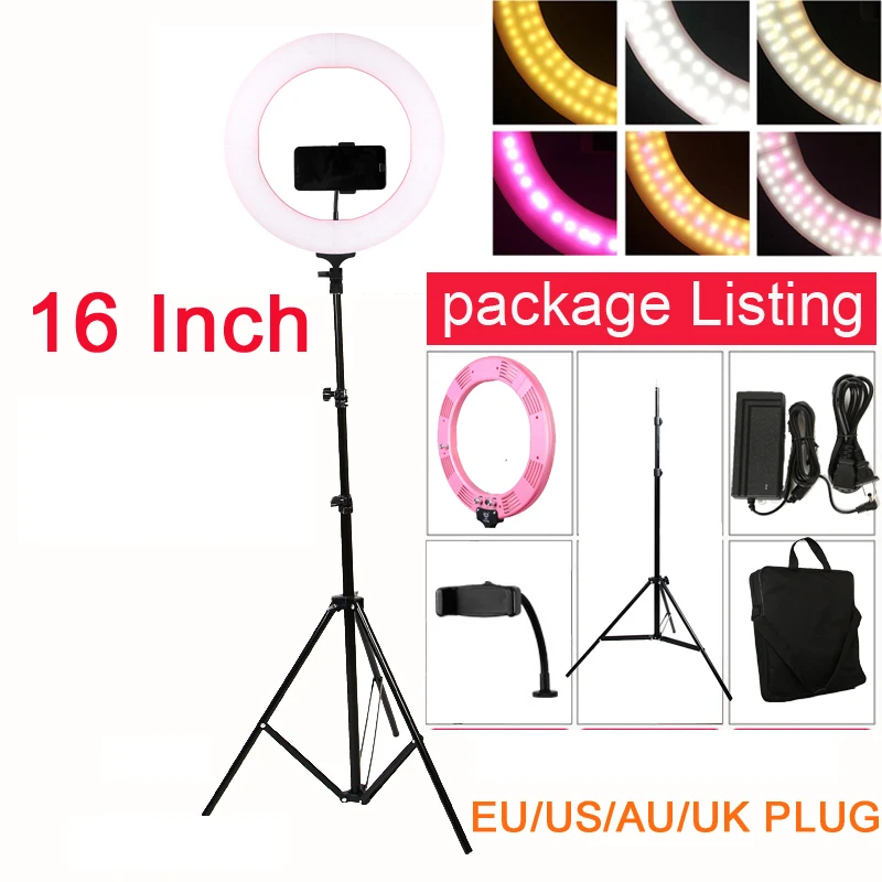 Кольцевой светильник для фотостудии 16 дюймов 60 Вт 448 светодиодов 3 цвета |