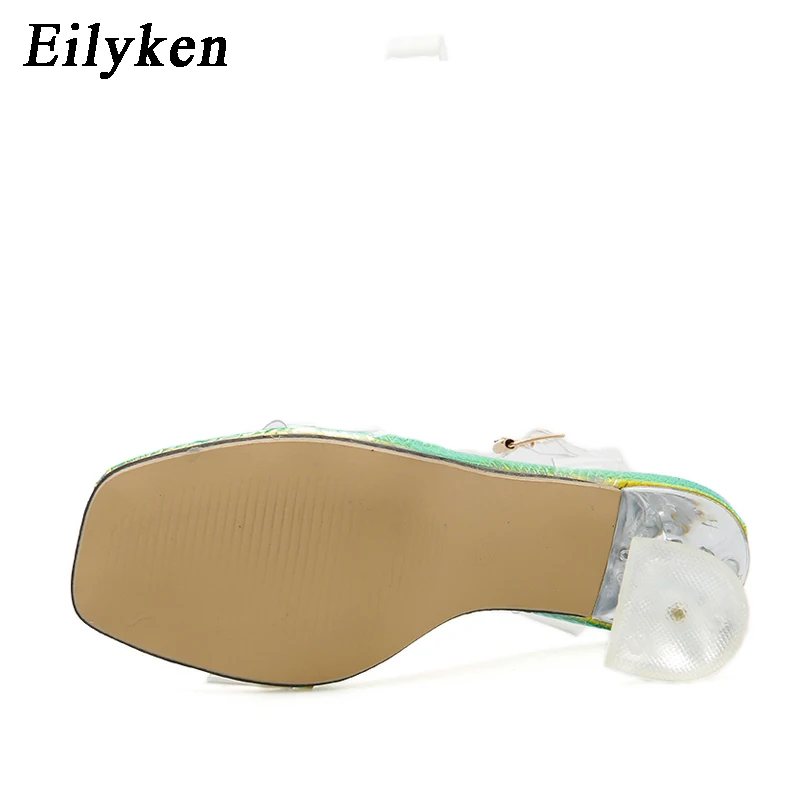 Eilyken/женские босоножки со стразами на каблуке; туфли-лодочки с открытым носком на высоком каблуке; прозрачные свадебные босоножки с ремешком