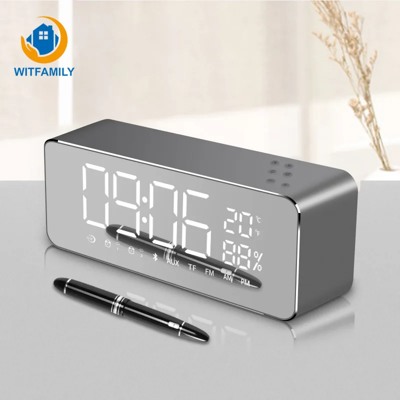 Светодиодный цифровой будильник Портативный беспроводной Bluetooth температурный