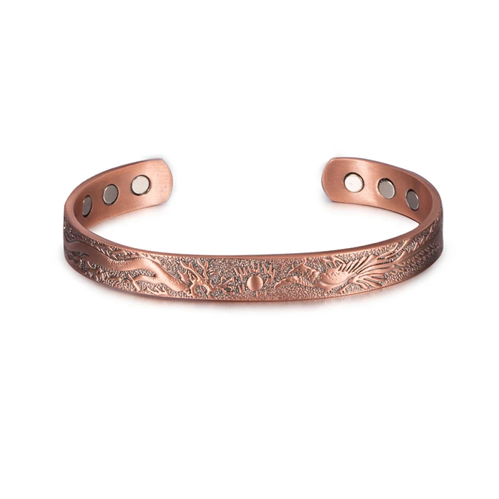 copper Vinterly медный браслет мужской счастливый Дракон и Феникс Регулируемый Браслет-манжета энергетические магнитные браслеты для мужчин и женщин - Окраска металла: copper
