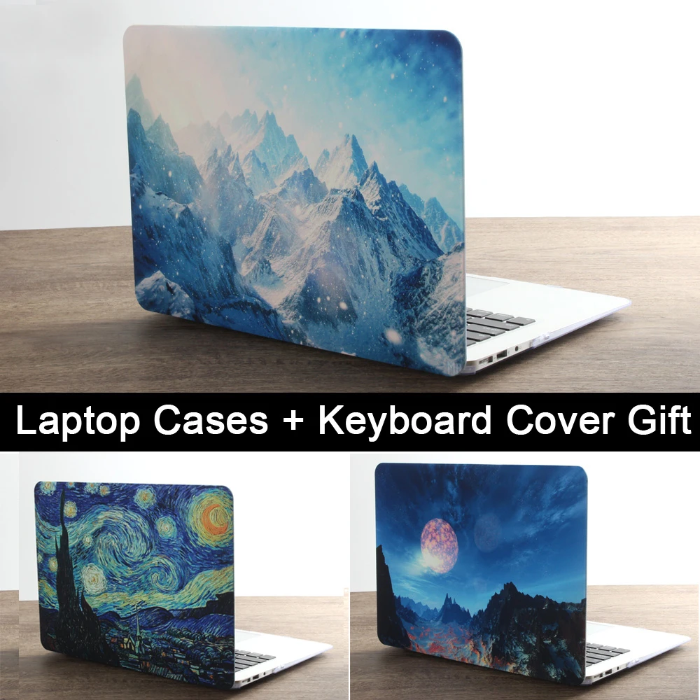 Чехол для ноутбука с принтом пейзажей для MacBook Air Pro retina 11 12 13 15 дюймов с сенсорной панелью+ чехол для клавиатуры