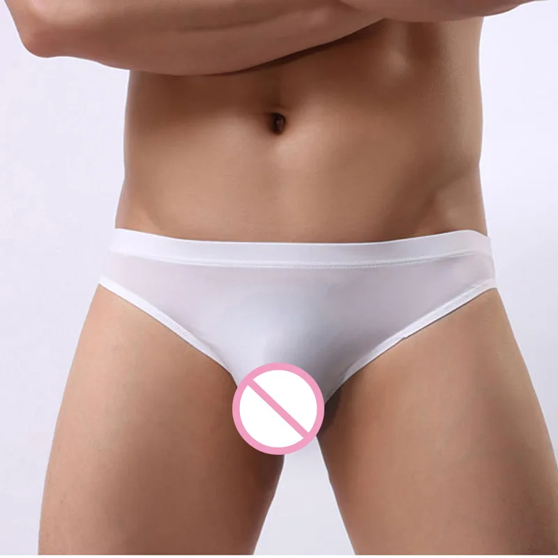 

Men Ice Silk Underwear Transparent U Convex Pouch Briefs G-string Smooth Breathable Thongs Low Rise Seamless Gay Wear Soft Sexy