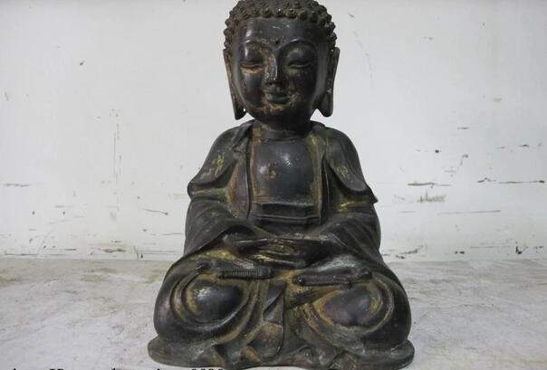 

fast shipping USPS to USA S0913 9 Chinese Buddhism Temple Copper Bronze Rulai Tathagata Sakyamuni Buddha Statue