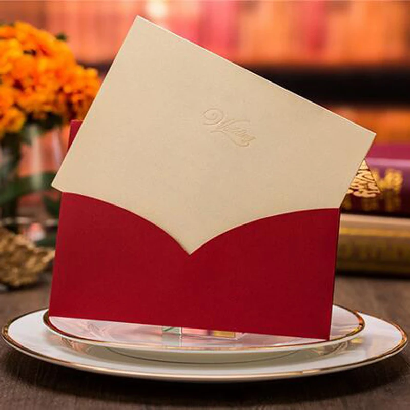 50pcs Red Luxury Flora Hollow Marriage Wedding Invitations Cards Laser Cut 3D Card Greeting Postcard Event Party Supplies | Дом и сад