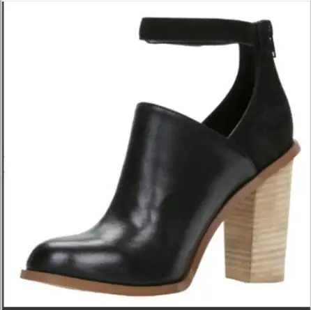 Spring and autumn new European American short boots pointed thick with high-heeled shoes buckle Martin women's | Обувь