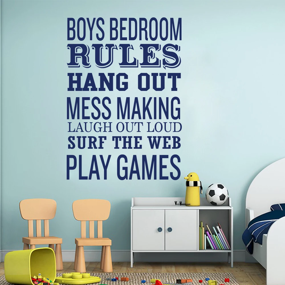

Boys Bedroom Rules Games Mess Laugh Quote Wall Sticker Bedroom Game Room Inspirational Quote Wall Decal Playroom Vinyl Decor