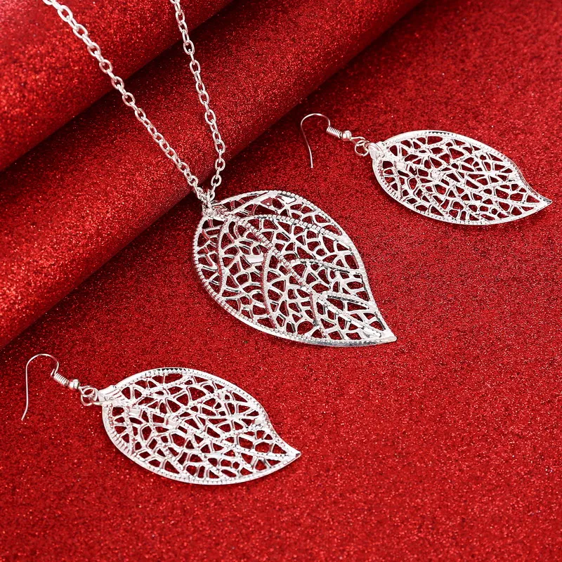 Комплект из колье и серёг с серебряным покрытием|earrings set for women|bridal jewelry setsfashion bridal