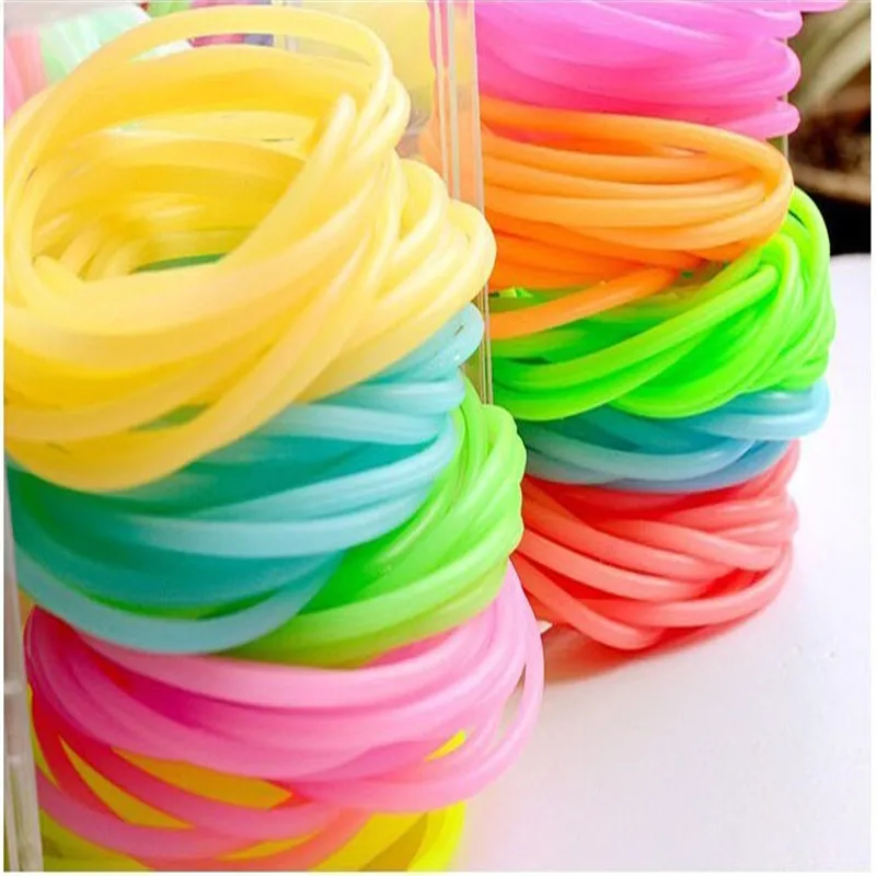 

10pcs/lot Sweet colors New arrive girl's Luminous elastic band rope hair tie hair band mixed colors