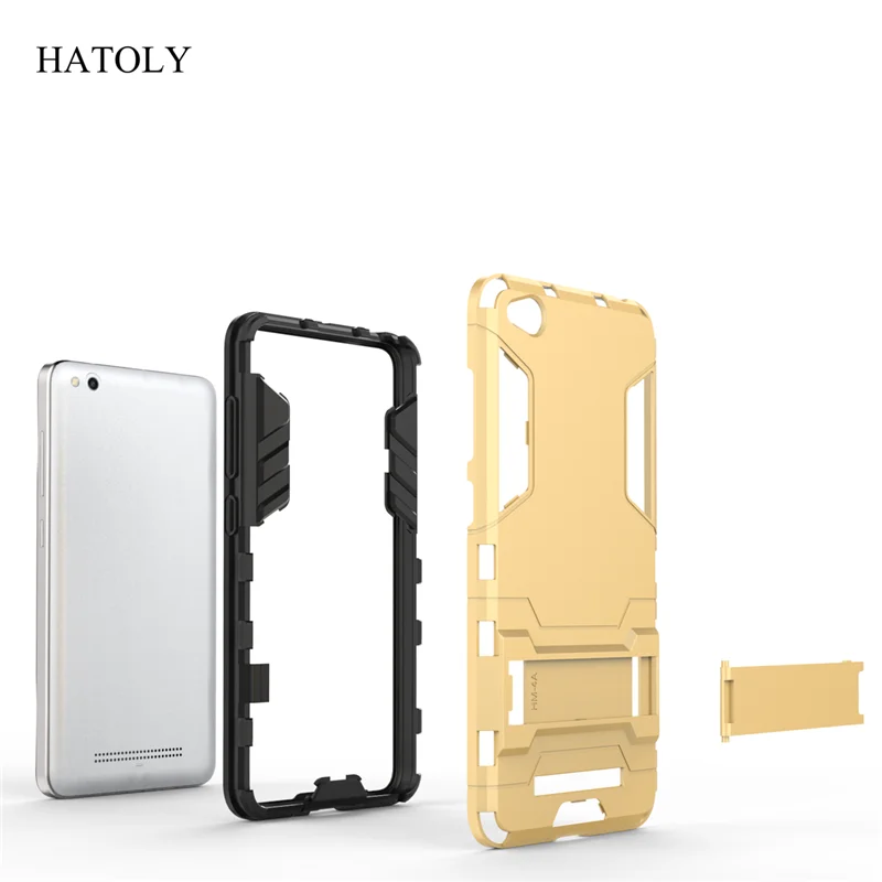 HATOLY For Armor Case Xiaomi Redmi 4A 4a Robot Silicone Rubber Hard Back Phone Cover Fundas 5&quot( | Мобильные телефоны и