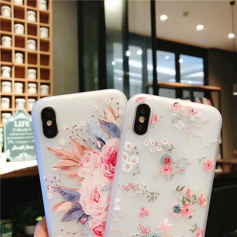 Hxairt 3D цветок силиконовый чехол для телефона iPhone6 6S 7 8 Plus роза цветочные Листья