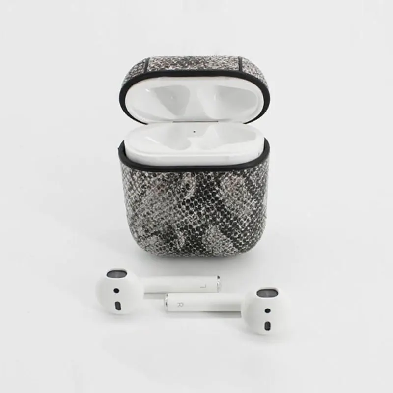 Змеиная кожа наушники из искусственной кожи чехол для Apple Airpods Bluetooth гарнитура защитный противоударный чехол для Air Pods сумки для хранения