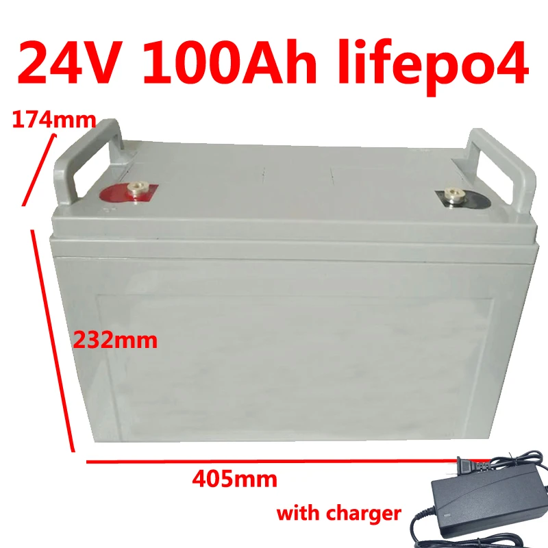 GTK Водонепроницаемый 24 V 100AH lifepo4 аккумулятор 100A BMS в нем для 4800 W для хранения солнечной энергии вилка RV EV AGV Резервная мощность+ 10А зарядное устройство