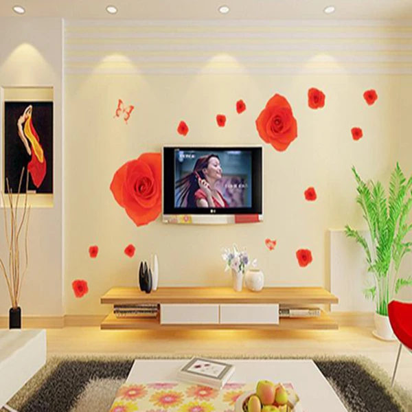 Их Романтические и теплые настенные наклейки для спальни домашние декоративные