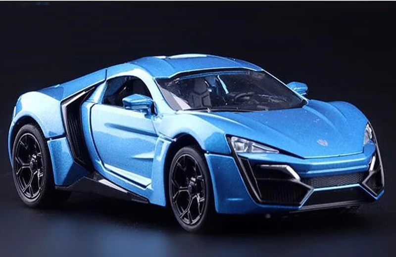 Модель автомобиля из сплава под давлением в масштабе 1/32 игрушки синяя Lykan Hypersport