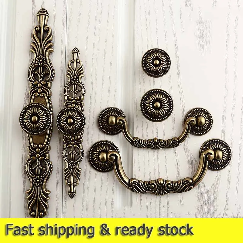 2 шт. бронзовые дверные ручки благородные антикварные выдвижные ящики винтажные