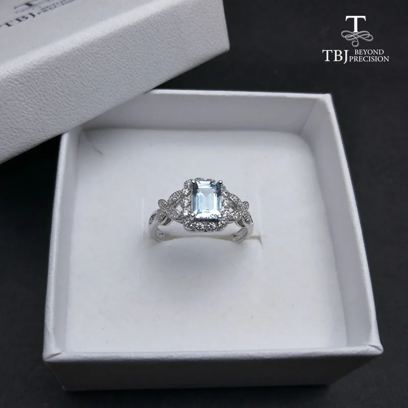 Женское кольцо с аквамарином TBJ Ювелирное Украшение из драгоценных камней